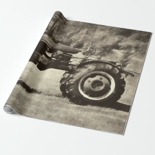 Alte rustikale Sepia Vintage Landfarm Traktor Geschenkpapier