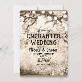 Alte rustikale Vintag verzauberte Waldlichter Hoch Einladung