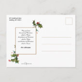 Alte rustikale Vintage Winterlandschaft mit Holly Postkarte (Rückseite)