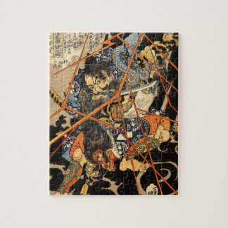 Alte Samurais, die eine Monster-Malerei töten Puzzle