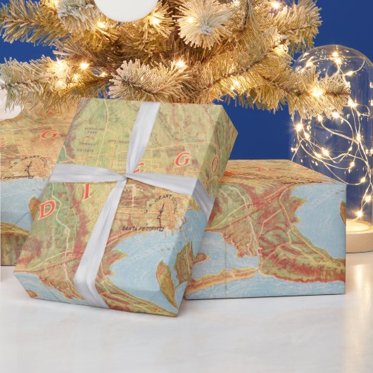 Alte San Diego CA Karte (1915)  Geschenkpapier (Feiertage)