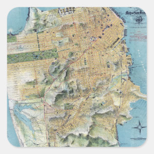 Alte San Francisco Karte Quadratischer Aufkleber