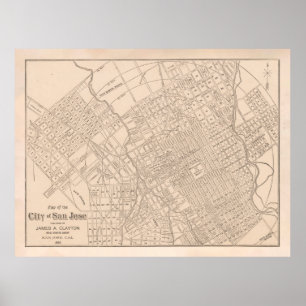 Alte San Jose CA Karte (1888) Poster