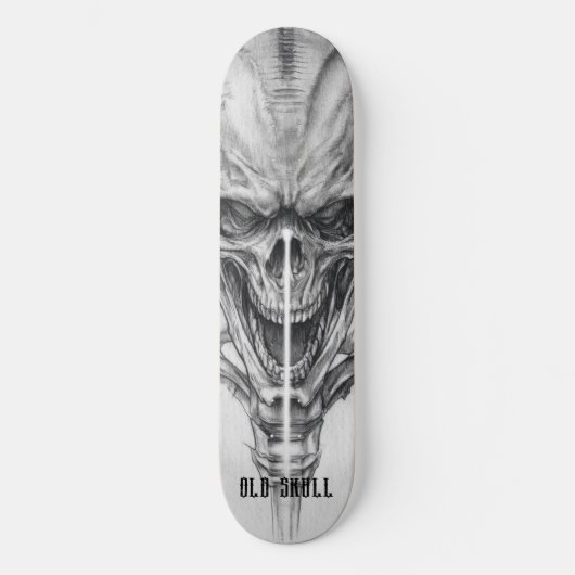 Alte Schädel-Skizze Skateboard (Vorderseite)