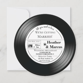Alte Schallplatten-Hochzeitseinladung