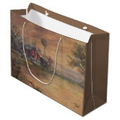 Alte Scheune handbemalt Große Geschenktüte (Vorderseite Schrägansicht)
