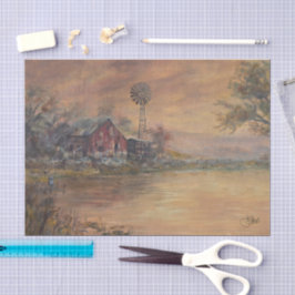 Alte Scheune handgemalt Seidenpapier