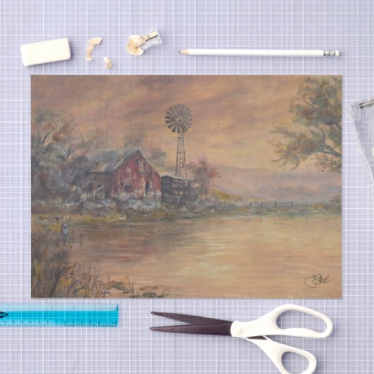 Alte Scheune handgemalt Seidenpapier (Handwerk)