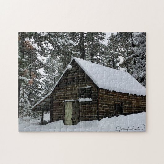 Alte Scheune im Schnee Puzzle (Horizontal)