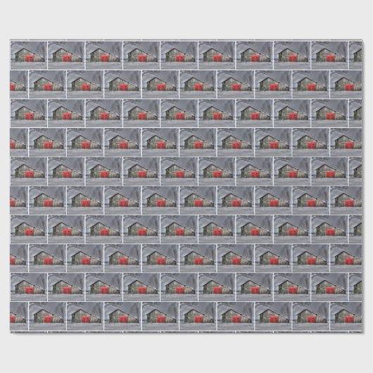 Alte Scheune im Winter Geschenkpapier (Flach)