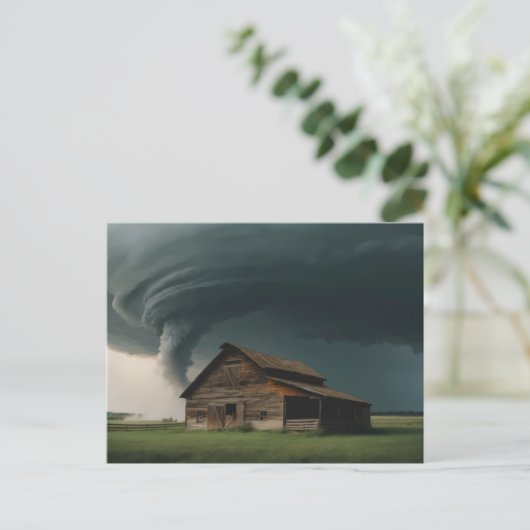 alte Scheune in Tornado Postkarte (Stehend Vorderseite)