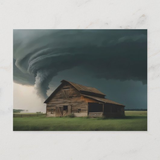 alte Scheune in Tornado Postkarte (Vorderseite)