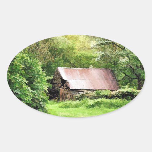 ALTE SCHEUNE OVALER AUFKLEBER (Vorderseite)