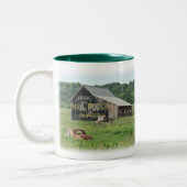 Alte Scheunen-Post-Beutel-Tabak-Werbung Zweifarbige Tasse (Links)