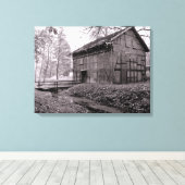 Alte Scheunen-Schwarzweiss-Bild auf Leinwand (Insitu (Holzboden))