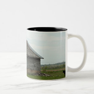 Alte Scheunen-und Kalb-Tasse Zweifarbige Tasse