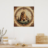 Alte Schiffe Portugals Karte 1 Poster (Küche)