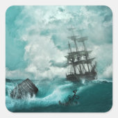 alte Schiffsaufkleber Quadratischer Aufkleber (Vorderseite)