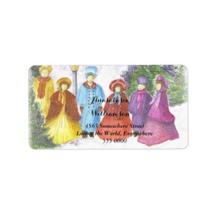ALTE SCHNELLE CHRISTMAS CAROLERS-ADRESSE ADRESSAUFKLEBER