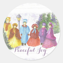 ALTE SCHNELLE CHRISTMAS CAROLERS FRIEDLICH JOY RUNDER AUFKLEBER