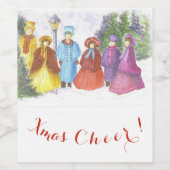 ALTE SCHNELLE CHRISTMAS CAROLERS XMAS CHEER WEINETIKETT (Einzelnes Label)