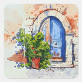 Alte schöne Tür Aquarell Aufkleber (Vorderseite)