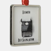 Alte Schreibmaschine für Autor, Journalist, Silbernes Ornament (Rechts)
