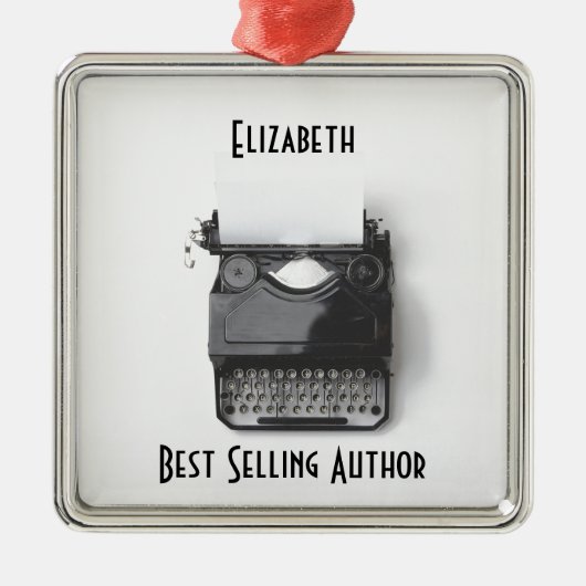 Alte Schreibmaschine für Autor, Journalist, Silbernes Ornament (Vorne)