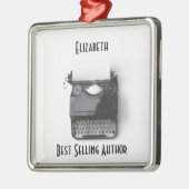 Alte Schreibmaschine für Autor, Journalist, Silbernes Ornament (Links)