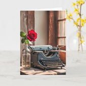 Alte Schreibmaschine und Rose zum Geburtstag Karte (Gelbe Blume)