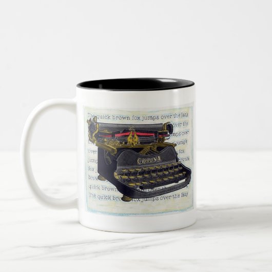 Alte Schreibmaschine Zweifarbige Tasse (Links)
