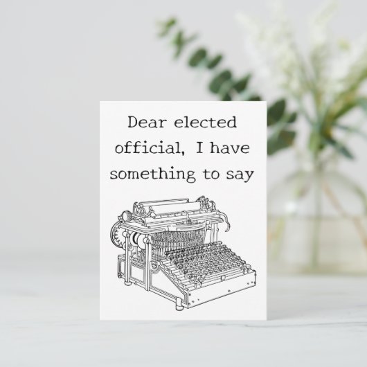 Alte Schreibmaschinenbotschaft an gewählte Beamte Postkarte (Stehend Vorderseite)