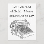 Alte Schreibmaschinenbotschaft an gewählte Beamte Postkarte (Vorderseite)