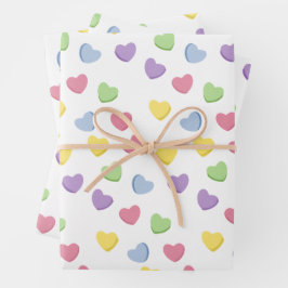 Alte Schule 90er Jahre Valentinin's Candy Colored  Geschenkpapier Set
