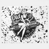 Alte Schule Button Up Girl Fleecedecke (Vorderseite (Horizontal))