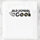 Alte Schule Cool - Vinyl-Platten und gute Musik Ovaler Aufkleber (Tasche)