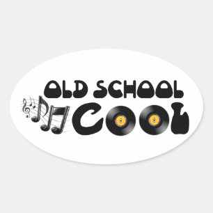 Alte Schule cool - VinylPlatten und gute Musik Ovaler Aufkleber