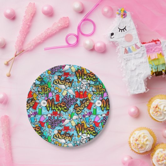 Alte Schule Graffitti Pappteller (Party)