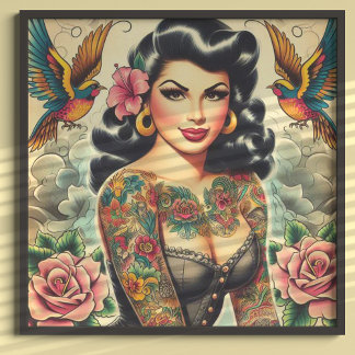 Alte Schule Inackte Girl Poster