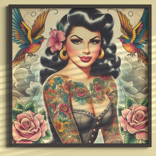 Alte Schule Inackte Girl Poster