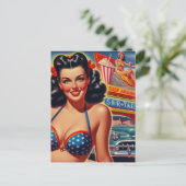 Alte Schule Mädchen der 50er Jahre Postkarte (Stehend Vorderseite)