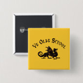 Alte Schule - mittelalterlicher Drache König Artus Button (Vorne & Hinten)