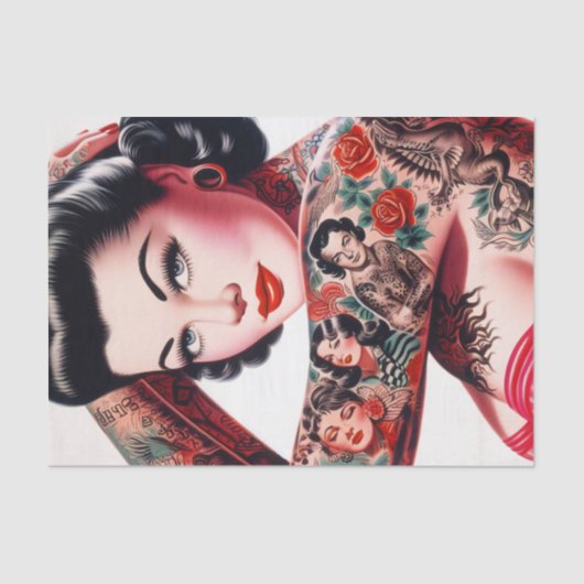 Alte Schule Niedlich Tattoo Button-up Seidenpapier (Vorderseite)