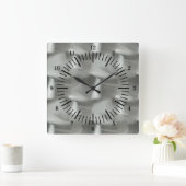 Alte Schule simuliert gebürstetes Aluminium Quadratische Wanduhr (Zuhause)