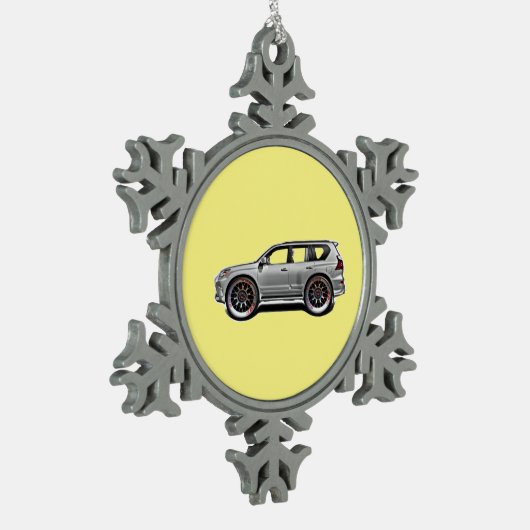 ALTE SCHULE SUV SCHNEEFLOCKEN Zinn-Ornament (Links)