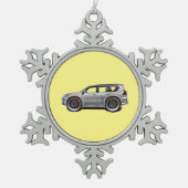 ALTE SCHULE SUV SCHNEEFLOCKEN Zinn-Ornament (Vorderseite)