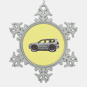 ALTE SCHULE SUV SCHNEEFLOCKEN Zinn-Ornament