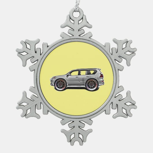 ALTE SCHULE SUV SCHNEEFLOCKEN Zinn-Ornament (Vorderseite)