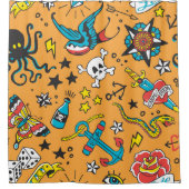 Alte Schule Tattoo: Niedlich nahtlos Duschvorhang (Vorderseite)