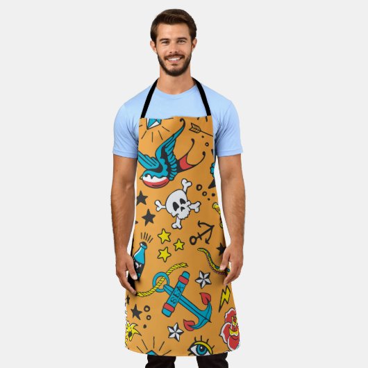 Alte Schule Tattoo: Niedlich nahtlos Schürze (Getragen)